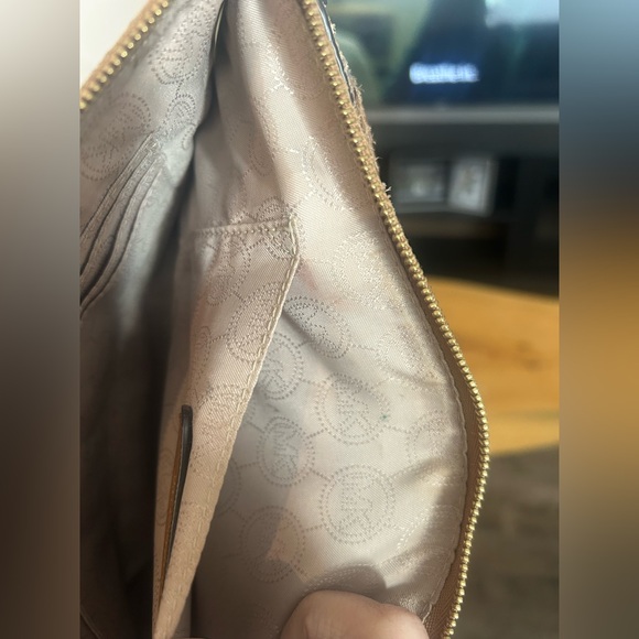 Michael Kors Snakeskin Print Wristlet Clutch in Brown/Gold - Picture 4 of 4